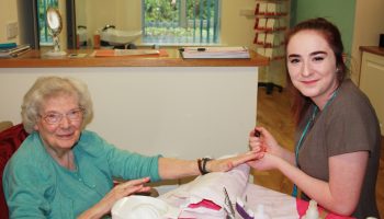 Andover College Beauty student provides 92-year-old Andover lady with her first manicure